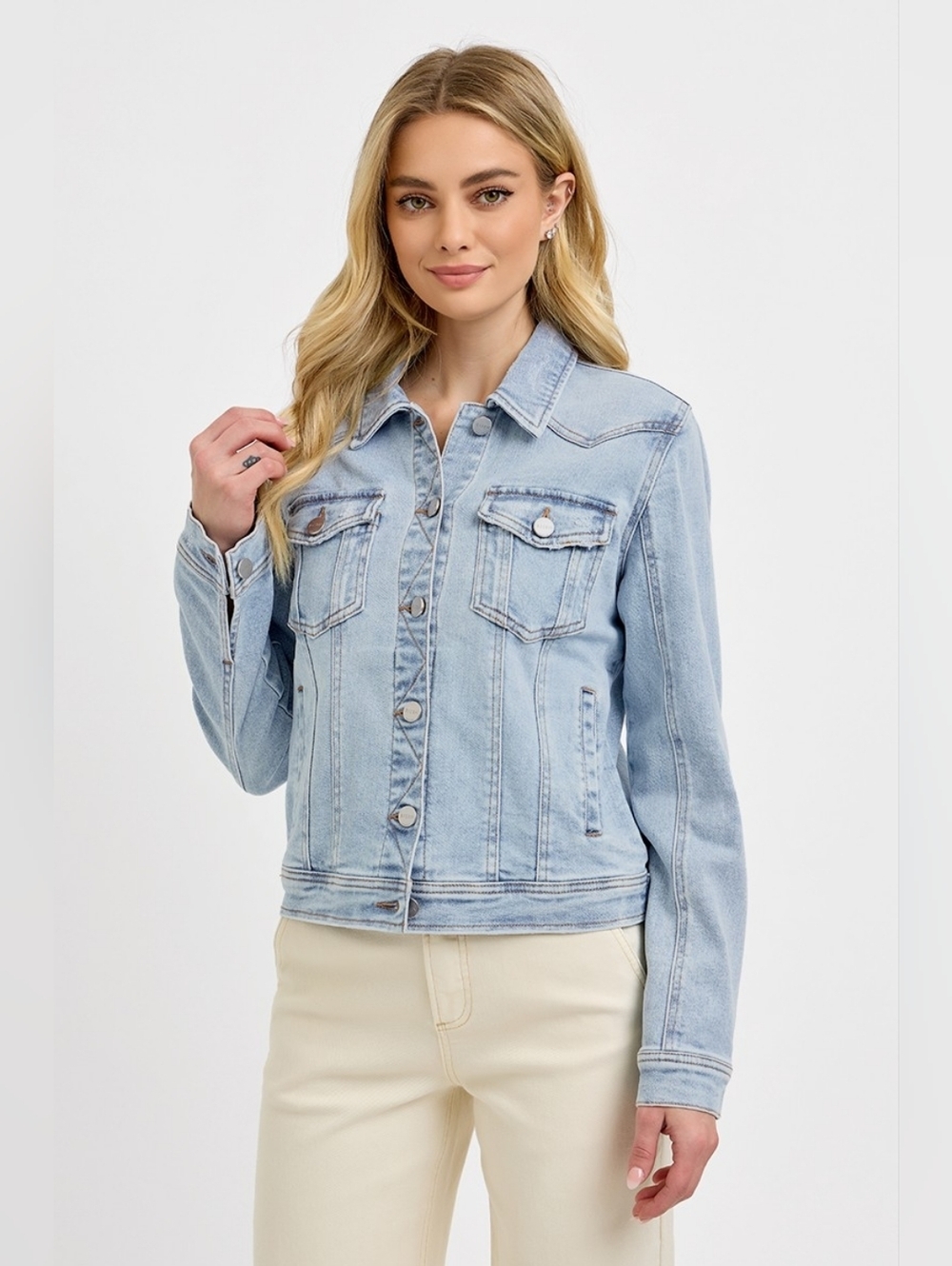RISEN Light Wash Button Down Classic Denim Jacket Pockets Various NEW - Picture 5 of 6